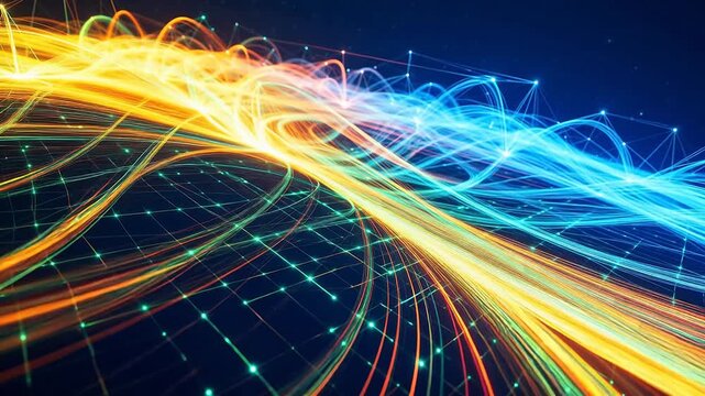 Colorful abstract network lines symbolizing growth and future success