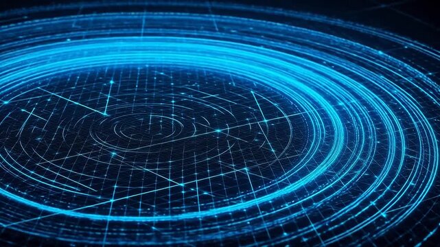 Blue digital grid and circular lines for engaging brand promotion and marketing