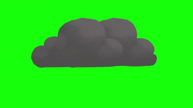Animated Storm Cloud with Lightning Flashes on Green Screen