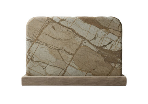 Ancient stone tablet with carved inscriptions and worn edges isolated on transparent background