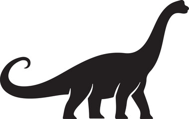 Fototapeta premium Brachiosaurus dinosaur silhouette vector illustration representing prehistoric animal wildlife jurassic era educational design
