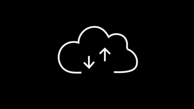 Cloud Computing Icon with Upload and Download Arrows 