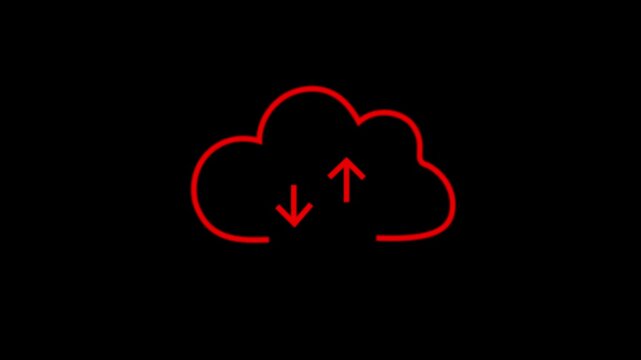 Cloud Computing Icon with Upload and Download Arrows 