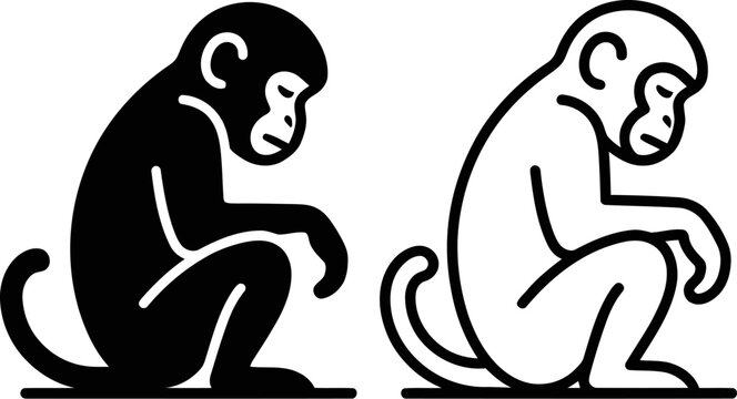 The image features two monkeys in silhouette, one black and one white, sitting side by side in a thoughtful pose, conveying a sense of balance and harmony.