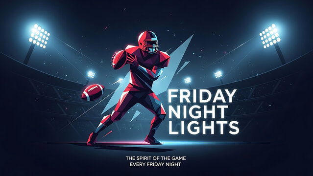 American football player throwing ball under friday night... isolated on a transparent background