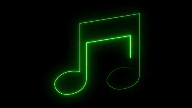 Glowing  Neon Music Note Icon Animation 