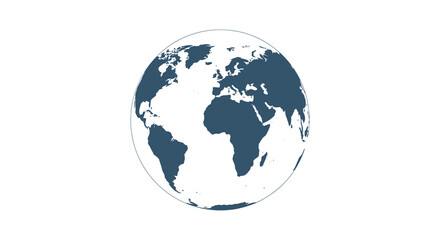 A dark blue and white globe showcases continents oceans and a striking silhouette © MIRAJ02