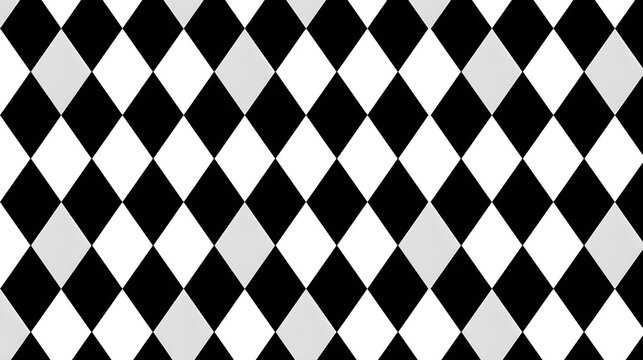 Seamless harlequin pattern in black and white for design and decoration