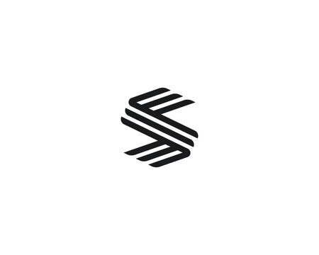 Minimalist letter S logo from bold parallel lines on a white background. Geometric vector monogram for tech, consulting, architecture, finance and professional branding.
