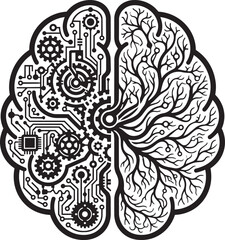 Fototapeta premium Brain merging ai with human thoughts