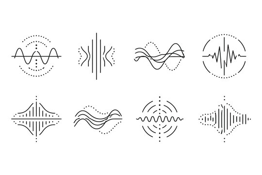 Visual representation of different types of wave interference and signal modulations