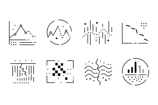 Visual representations of various statistical and data visualization techniques
