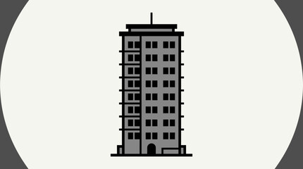 Fototapeta premium Illustration of a tall building standing alone at night in a cityscape environment