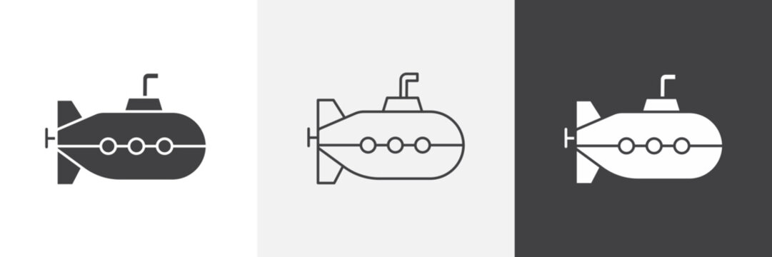 Submarine icon element for design projects and web designs