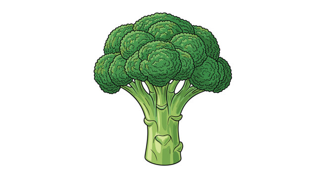 Fresh, vibrant head of green broccoli florets and a sturdy stem is proudly displayed, representing a healthy and nutritious vegetable.