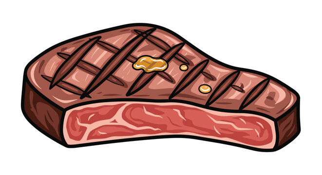 Succulent grilled steak is prominently displayed with perfect char marks and a luscious pat of melting butter on top, ready to be enjoyed as a savory meal.