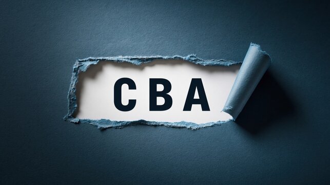 CBA Abbreviation for Cost-Benefit Analysis on a Torn Paper. A Business and Financial Decision Making Tool Concept.
