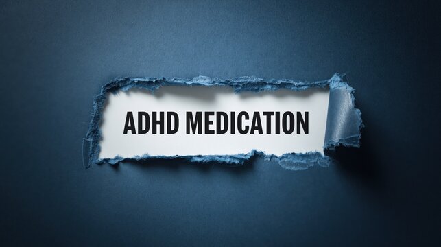 ADHD Medication a Healthcare and Treatment Concept on Torn Paper. A Medical Term for Attention Deficit Hyperactivity Disorder Therapy.