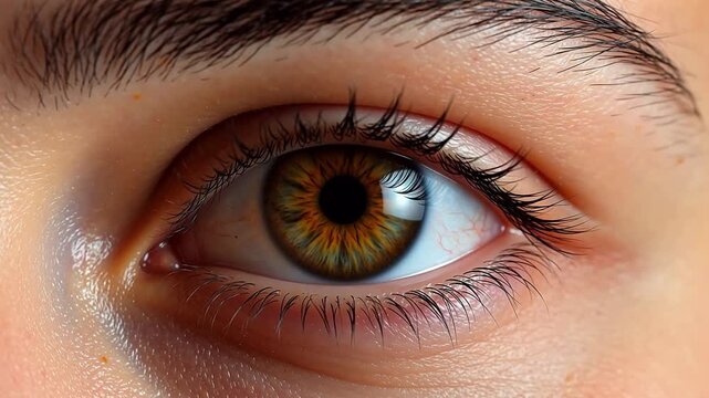 Closeup of a human eye with detailed iris ideal for corporate presentations and B2B marketing