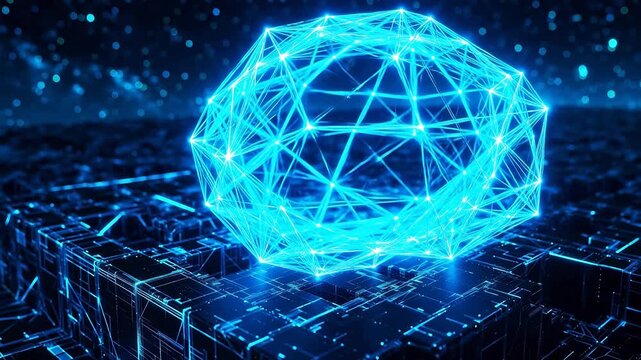 Abstract blue geometric network structure for creative digital media and web design