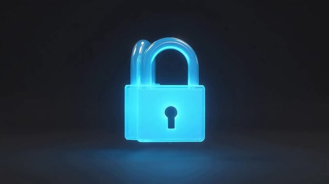 Blue glowing padlocks on dark background for high-end commercial advertising