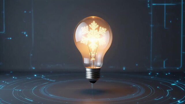 Light bulb with snowflake design emphasizing urban lifestyle and city dynamics