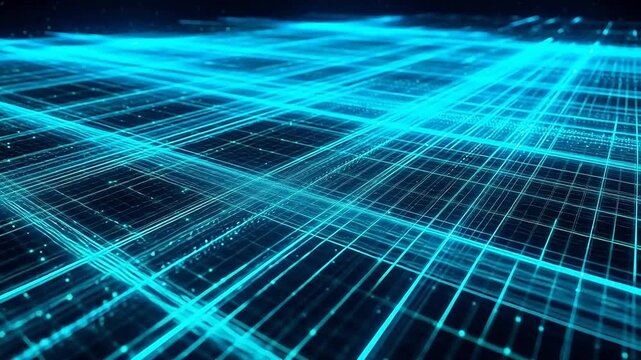 Blue grid pattern with glowing lines emphasizing natural beauty and tranquility