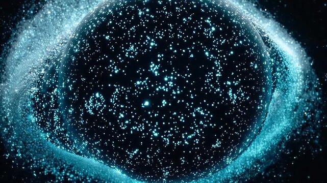 Abstract glowing sphere with particles emphasizing health, wellness, and vitality