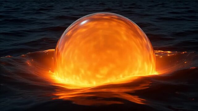 Glowing orb in water emphasizing industrial strength and manufacturing
