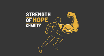 Fototapeta premium Strength Of Hope Charity Running Man And Muscular Arm Symbolizing Power