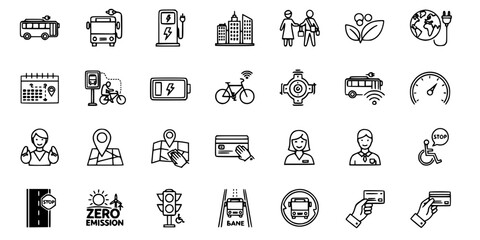 Fototapeta premium Electric City Bus Silhouette Vector - Urban Public Transportation Icon