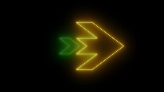 Pink and Green Neon Chevron Arrows Flickering Directional Loop 4k video
