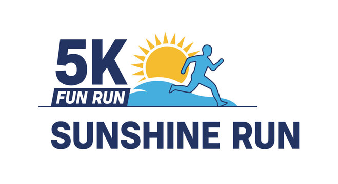 Sunshine Run: A Vibrant and Energetic Logo for a 5K Fun Run Event Celebration