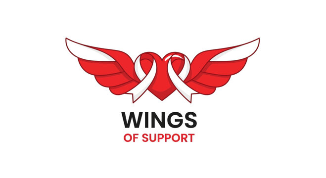 Symbol of Compassion and Solidarity: Wings of Support Embracing Hearts for Humanity
