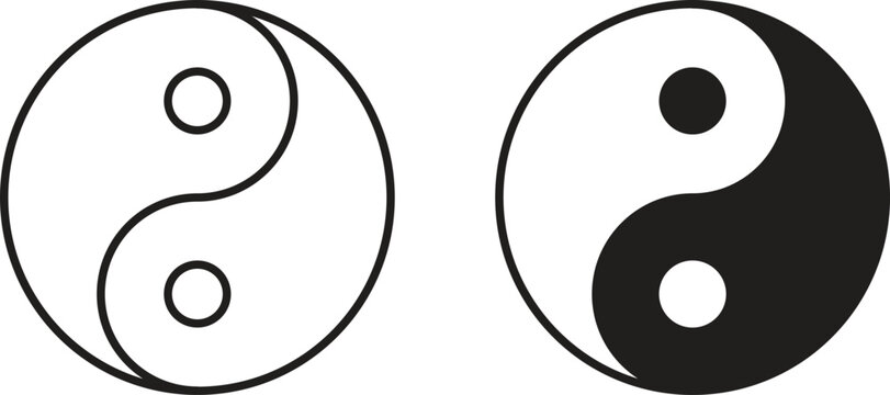 Yin yang icon on white background. icon set