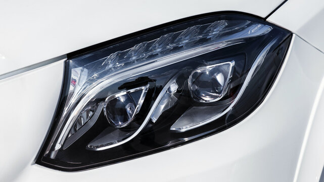 Modern headlight gleams with sleek design