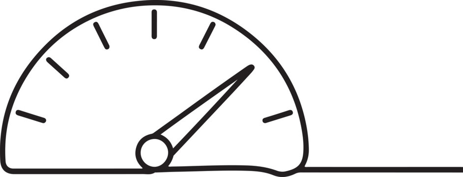 Continuous one line drawing of a speedometer. Minimalist dashboard or performance symbol.one line drawing vector illustration