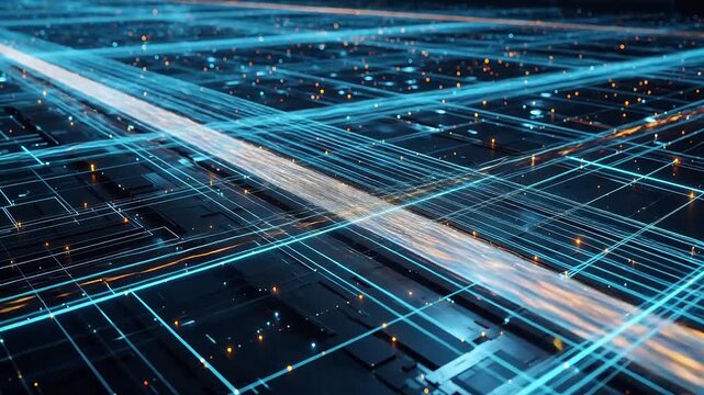 Abstract digital network lines and nodes symbolizing ecological sustainability and green energy