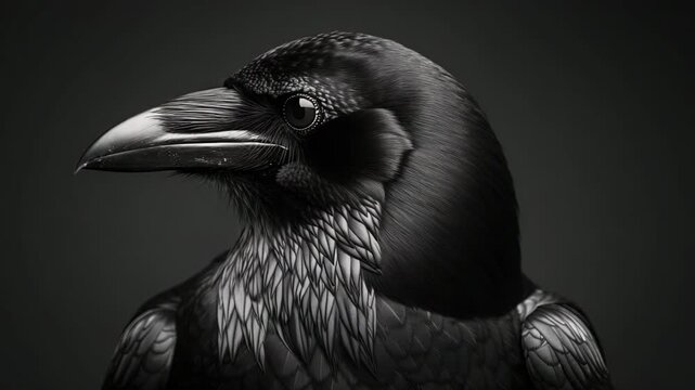crow on a black background close up