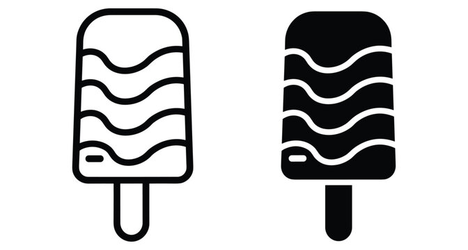 Ice cream popsicle icon set with wavy pattern design for summer food menu web interface and graphic design projects illustration