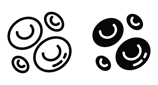 red blood cell icons in outline and solid styles for medical biology science healthcare anatomy hematology erythrocyte design projects