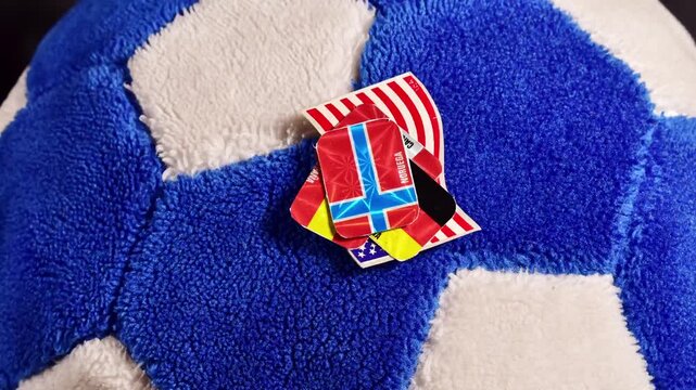 Soccer ball spinning with some country flags.