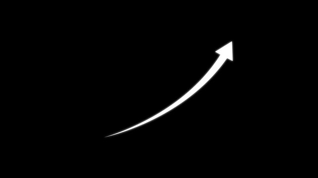 Abstract arrow business graph icon white color black background. Motion graphics of concept. animation