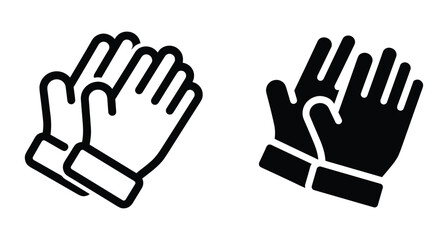 Fototapeta premium Pair of protective work gloves icons in outline and solid black styles for safety equipment industrial gear and winter clothing