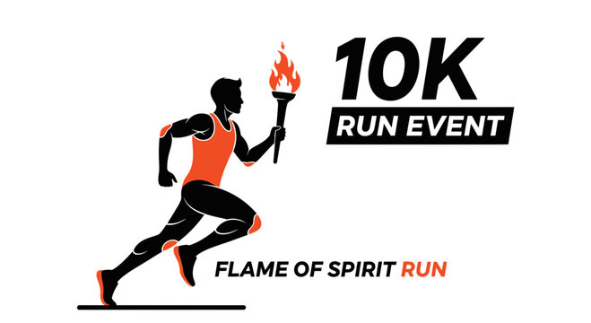 Torchbearer Races Towards The Finish Line, Illustrating A 10K Run Event Celebrating Endurance