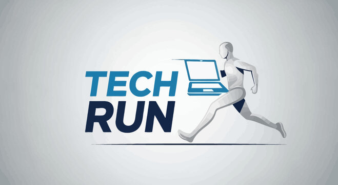 Tech Run: Futuristic Concept Depicting Fast Innovation and Technological Advancement