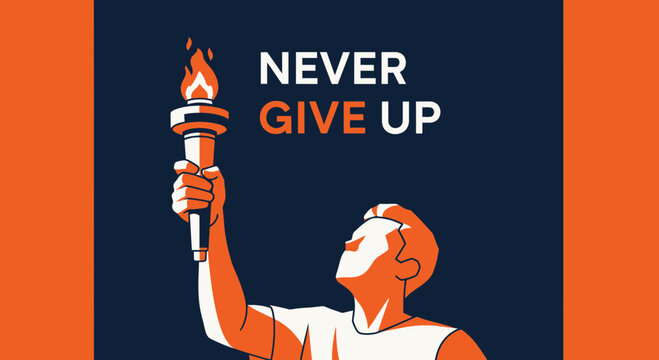 Uplifting Illustration Depicting Resilience, Never Giving Up, Determination, and Achievement