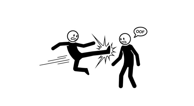 Two stick figures in physical conflict.