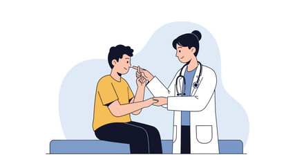 Fototapeta premium Doctor examining patient's nose, medical check-up, healthcare concept