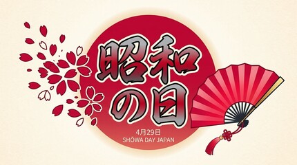 Showa Day Japan celebration with traditional fan and cherry blossoms